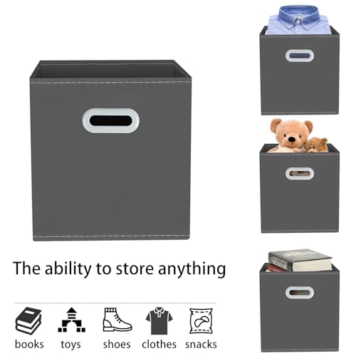 Yunkeeeper storage bins Cubes, Fabric Cube Organizer with Handle, Foldable Cube Bins for Cloth or Accessary Storage, 11x11x11, Set of 3,(Gray) - color: Gray, size: 3 Pack