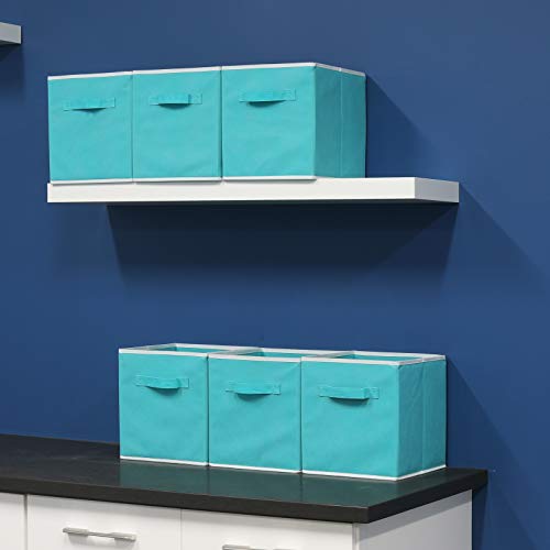 Simple Houseware Foldable Cube Storage Bins, 11-Inch Turquoise, 6-Pack Fabric Cubes Organizer for Closet or Shelves - color: Turquoise