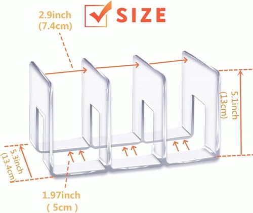 YAGELI Clear Acrylic Purse Organizer for Closet, 3-4 Section Desk File Sorter, 2.95" Wide Slots for Clutches, Handbags, Binders & Folders, Sturdy Stackable Bookshelf Organizer, 2-Pack (3 Sections) - size: 3 Sections-2 pack
