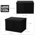 popoly 122L Large Toy Box Chest with Lid, Foldable Toy Storage Organizer Bin Boxes with Removable Divider for Kids, Boys, Girls, Nursery, Playroom, 26"x17" x17"(Linen Black) - color: Extra Large Black