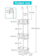 YQH 3-Tier Hanging Shower Rack - Door Organizer with 2 Hooks for Razor, Shower Balls and More (3 Tiers)
