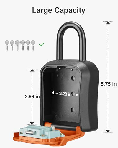 Puroma Lock Box, Key Lock Box Wall Mount & Portable Combination Lockbox with Resettable Code, Security Lockbox for Outside House Keys, Apartment Realtors Spare Keys Storage (1 Pack, Orange) - color: Orange