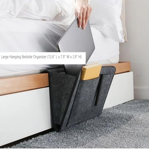 1PC Felt Hanging Storage Organizer Bag 6-Pocket Wall Mounted Holder for Remote Control Phone Tissue Bedside Sofa Caddy, Black - color: Black