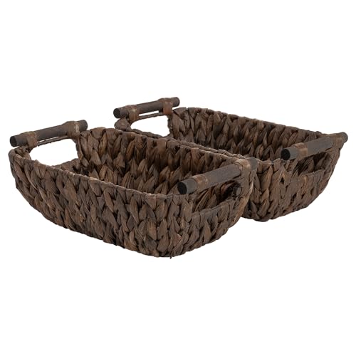 Storageworks Small Wicker Basket, Organizer Baskets for Shelves, Wicker Baskets for Storage, Decorative Storage Toilet Paper Basket, Vintage Home Decor, Water Hyacinth - color: Dark Brown(Water Hyacinth), size: Small