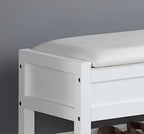 Roundhill Furniture Rouen Clean White Seating Bench with Shoe Storage, - color: White Faux Leather
