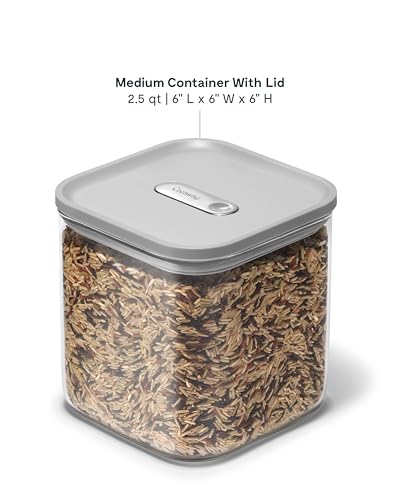 Caraway 2.5qt Glass Airtight Food Storage Container with Lid – Non-Toxic, BPA-Free Kitchen Storage Container – Stackable, Space-Saving Airtight Container for Dry Goods and More - Gray - color: Gray, size: 2.5qt Container