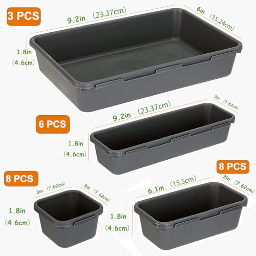 Kutesna 25 PCS Interlocking Desk Drawer Organizer Separator for Office,Bathroom,Kitchen,Makeup,Tool（4 Sizes） - color: Black, size: 25PC