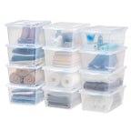 IRIS USA 12-Pack Storage Bins with Lids, 17 Quart, Shoe Boxes Clear Stackable Containers Organize Shoes Closet Shelves, Classroom Organization Teacher Tools, Game Storage - BPA-Free Plastic - size: 17 Qt, style: 12 Pack