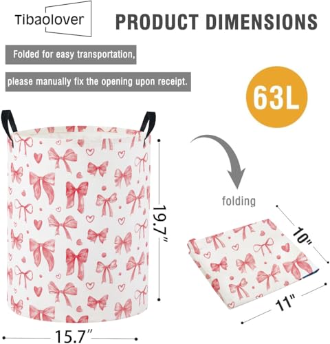 Baby Laundry Basket Baby Nursery Hamper Kids Laundry Basket Toy Storage Bin for Boys Room Decor Gift Baskets for Bedroom Bathroom(Heart Bowknot) - color: Heart Bowknot