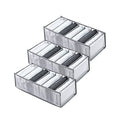 Wardrobe Clothes Organizer 7 Grids Portable Closet Organizer Mesh Separation Storage Box Foldable Closet Drawer Organizer for Underwear Socks Scarves Leggings (Grey, 3 Leggings Grid) - size: 3 Leggings Grid