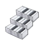 Wardrobe Clothes Organizer 7 Grids Portable Closet Organizer Mesh Separation Storage Box Foldable Closet Drawer Organizer for Underwear Socks Scarves Leggings (Grey, 3 Leggings Grid) - size: 3 Leggings Grid