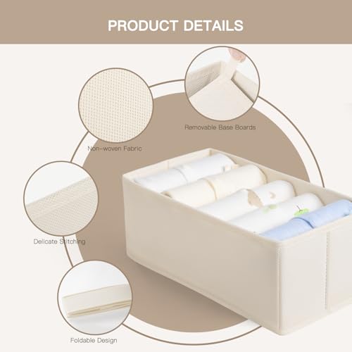 Criusia Drawer Organizer Clothes, 10 Pack Dresser Organizer for Baby Clothes, Underwear, Sock- Foldable Closet Organization and Storage Dividers Bins for Nursery, Bedroom (Beige) - color: Beige, size: 10PACK