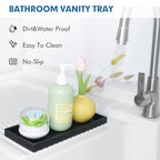 Bloss Vanity Tray with Soap Dish - 11.8x5.1inch BathroomTrays, Silicone Vanity Tray, Marble Countertop Trays, Toilet Tank Tray, Kitchen Counter Trays - color: Black, size: 11.8" x 5.1" x 0.9"