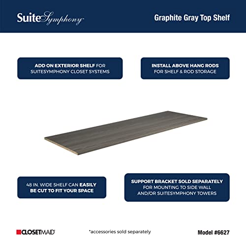 ClosetMaid SuiteSymphony Wood Top Closet Shelf, 48-Inch Wide, Graphite Grey - color: Graphite Grey