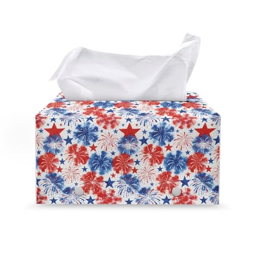 American Flag Tissue Box Cover, Rectangle Modern Leather Tissue Box Tissues Boxs Fashion Organizers with Fashion Prints Home Decor Items - color: American Flag 2
