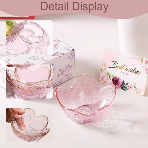 Gifts for Women Pink Flower Ring Dish Glass Jewelry Dish Jewelry Tray Cute Vanity Organizer Room Decor Aesthetic Nightstand Bathroom Decor Trinket Dish Ring Holder Dish Jewellery Tray Valentine's Gift - color: Golden-edged pink