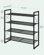 CHOEZON Shoe Rack, 4-Tier Shoe Rack for Closet, Metal Shoe Storage Organizer, Shoe Rack for Entryway, Shoe Shelf with Adjustable Feets, for Entryway, Hallway, Living Room, Bedroom, Black TXJ14BB - size: 30"L x 10.4"W x 30.3"H