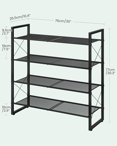CHOEZON Shoe Rack, 4-Tier Shoe Rack for Closet, Metal Shoe Storage Organizer, Shoe Rack for Entryway, Shoe Shelf with Adjustable Feets, for Entryway, Hallway, Living Room, Bedroom, Black TXJ14BB - size: 30"L x 10.4"W x 30.3"H