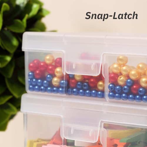 12 Pack Storage Containers with Latching Lid 5" x 5"x 1.9" Small Plastic Clear Stackable Boxes for Office and Beauty - size: Small-12 Pack