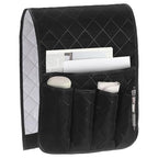 uxcell 1 Pcs Recliner Armchair Caddy, Couch Armrest Organizer with 5 Pockets for Bedside Sofa Remote Control Holders Magazine Phone Book Glasses (Black, 35"x13") - color: Black
