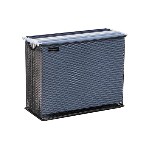 Mind Reader Vertical File Storage, Desktop Organizer, Hanging Files, Office, Metal Mesh, 12.25"L x 5.5"W x 10"H, Black - size: 12.25 x 5.5 x 10