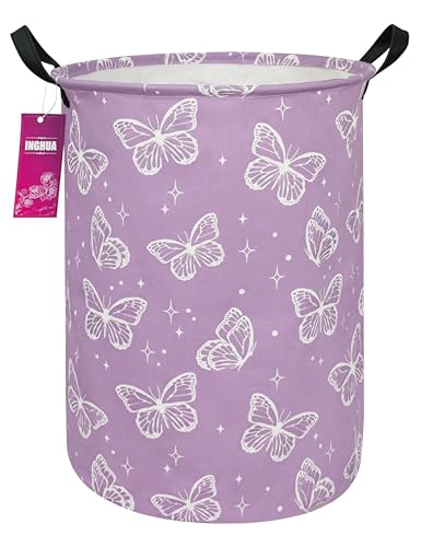 Laundry Hamper Large Canvas Fabric Lightweight Storage Basket/Toy Organizer/Dirty Clothes Collapsible Waterproof for College Dorms, Boys and Girls Bedroom,Bathroom(butterfly) - color: butterfly