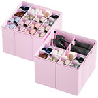 SpaceAid Shoe Organizer for Closet, 2 Pack Foldable Shoe Storage Containers Baskets Boxes Bins w/Adjustable Dividers, Fits 16-32 Pairs, Pink - color: Pink