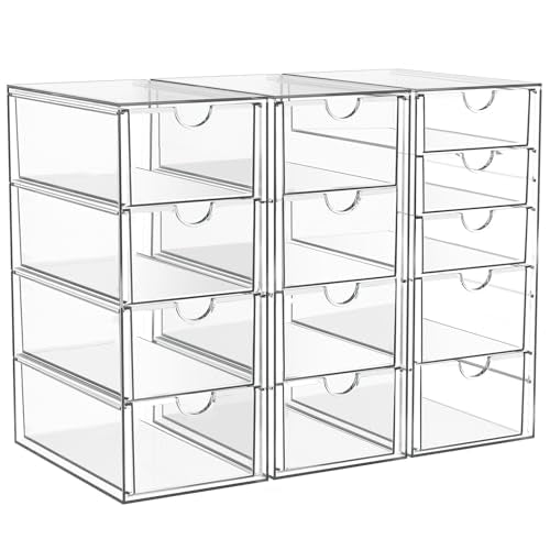 Acrylic Makeup Organizer with 13 Drawers, Bathroom Counter Organizer, Acrylic Organizers, Desk Organizer, Office Supplies, Storage Drawers for Cosmetic, Pencil, Coffee, etc 3 Pack - size: 13 Drawers