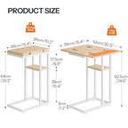 HOOBRO Foldable End Table, C Shaped Side Table with Storage Shelf, Small Snack Table Suitable for Living Room Bedroom Small Spaces, Easy Assembly, White and Natural WN29SF01 - color: White + Natural