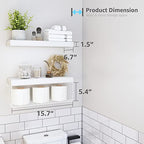 QEEIG White Bathroom Shelves Over Toilet - Wall Mounted Floating Shelves Farmhouse Shelf Toilet Paper Storage Small 16 inch Set of 2 (019-W2) - color: B. White, size: 2pcs