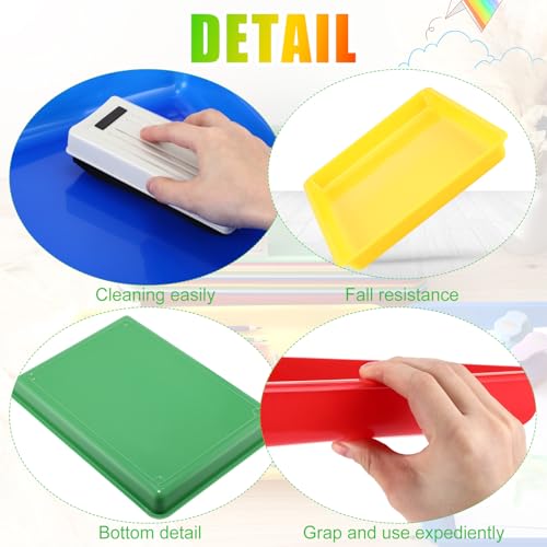 Maitys 15 Pcs Flat Plastic Trays 16.1 x 11.8'' Sensory Storage Tray Paper Stackable Classroom Bins for Office Home Organizer Arts and Crafts Supplies(Multicolor) - color: Multicolor