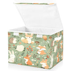 Woodland Animal Storage Box with Lid and Handles Large Collapsible Fabric Storage Basket Closet Organizer Bin Woodland Animal Basket for Nursery Bedroom Office