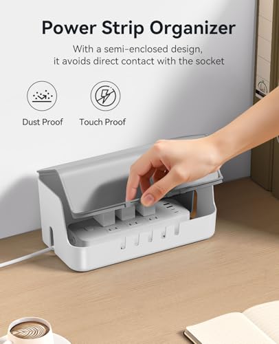 ORICO Cable Management Box with Phone Stand Lid, Large Cord Organizer Case for Hiding Power Strips & Surge Protectors, Heat Dissipation Desktop Wire Hider for Home, Office, School - PB02 - color: White