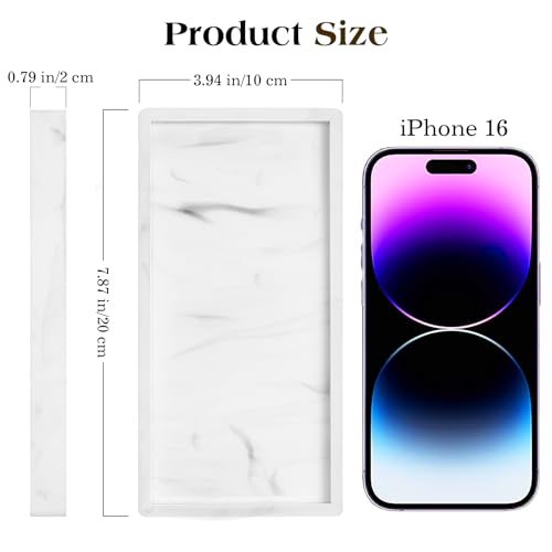 Luxspire Bathroom Vanity Tray - 2 Pack (7.9" x 4") Silicone Soap Dish for Kitchen Countertop, Bathroom Counter Tray for Soap Dispenser Perfume Jewelry Accessories, Marble White - color: Marble White, size: 7.87 × 3.94 × 0.79 in