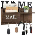 Rustic Wall Key Holder with Shelf & Hooks - Mail Organizer for Entryway | Wooden Key Rack for Keys, Coats, Dog Leash - Brown - color: Brown
