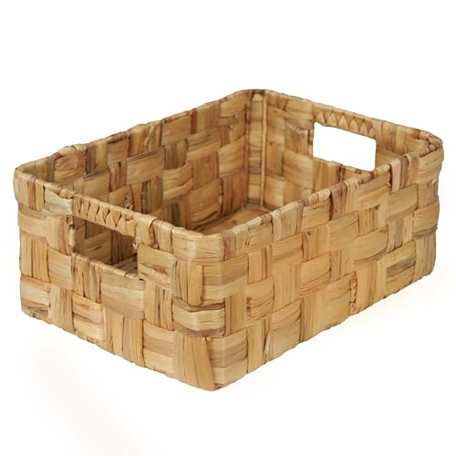 Vatima Jumbo Wicker Storage Basket, Large Hyacinth Organizer, 16.9x12.1x7.1H Inches - Ideal for Home Shelving and Pantry Storage - color: Water Hyacinth, size: Jumbo - Wide Weave (16.9"L x 12.1"W x 7.1"H)