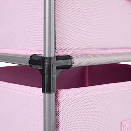 Juvale 4-Tier Dresser for Bedroom - 16.5 x 13 x 33 in, Pink, Modern - Closet Dresser with 4 Fabric Drawers for Clothes & Bedroom Storage - color: Pink