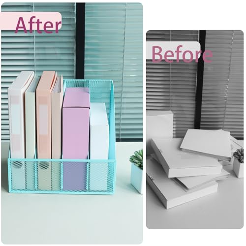 Desk Organizers, Metal Magazine File Holder with 4 Vertical Compartments Rack Binder File Organizer for Office Supplies, Home Workspace - Blue - color: Blue, size: 4 Compartments