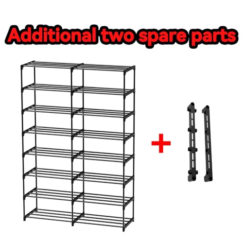 Large Shoe Rack Organizer, 2-Row 8-Tier Tall Shoe Storage Shelf for Closet, Entryway, Garage, Metal Free Standing Shoe Holder for 28-32 Pairs Shoes, Sturdy Stackable Shoe Stand for Bedroom - size: 2 Row 8 Tier