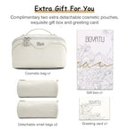 BOYATU Travel Makeup Bag for Women: Cosmetic Organizer Bag with Compartments - Leather Make up Bags Set of 3 (G-2-White) - color: G-2-White