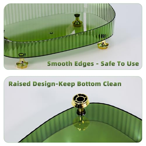 Perfume Organizer, Bathroom Vanity Tray, Acrylic Makeup Trays for Dresser Top, Countertop Decorative Plastic Decor Tray, Perfume Organizer for Women, organizador de perfumes Dark Green - color: Green