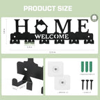 Key Holder Wall Mount, Adhesive Metal Key Hanger with 6 Double Hooks, 2 Installation Methods, Black - style: 12 Hooks