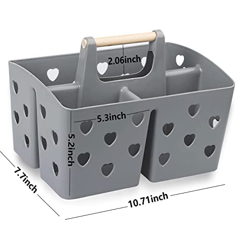 Anyoifax Portable Shower Caddy Plastic Shower Basket Organizer Divided Bathroom Caddy Storage Cleanning Caddy Tote with Handle for College, Dorm Room, Kitchen, Grey - color: Grey