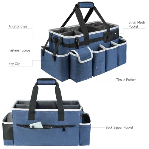 Cleaning Caddy Bag,Extra Large Cleaning Supplies Organizer with Handle for Housekeepers,Blue - color: Blue, size: Extra Large