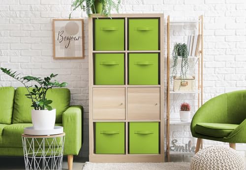 Sorbus Fabric Storage Cubes - 6 Foldable Storage Bins for Organizing Pantry, Cubbies, Toy Box - Clothes Storage & Closet Organizer - 13 Inch Collapsible Cube Baskets for Shelves with Handle - color: Green, size: 13 Inch