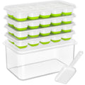 DOQAUS Ice Cube Tray with Lid and Bin - 4 Pack Silicone Ice Cube Trays for Freezer, Stackable Ice Bucket Kits with Storage Container & Scoop for Kitchen, RV, Cocktail, Coffee - color: Green