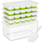 DOQAUS Ice Cube Tray with Lid and Bin - 4 Pack Silicone Ice Cube Trays for Freezer, Stackable Ice Bucket Kits with Storage Container & Scoop for Kitchen, RV, Cocktail, Coffee - color: Green