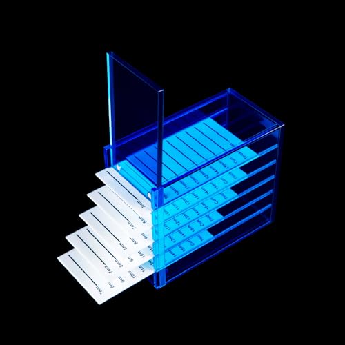 Lash Storage Organizer, Upgrade Design Small 5-Layer Lash Trays for Lash Extensions with magnet cover, Blue Semilucent lash tray Organizer, Eyelash Storage Box - color: Blue-Upgrade