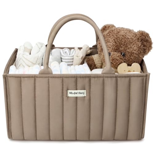 Blissful Diary Baby Diaper Caddy Organizer, Stylish Storage Basket for Newborn Essentials and Diaper Station, Gift for Baby Shower and Registry Must-Have, Mocha Brown - color: Mocha Brown