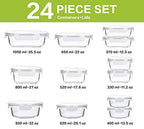 24-Piece Glass Food Storage Containers with Upgraded Snap Locking Lids,Glass Meal Prep Containers Set - Airtight Lunch Containers, Microwave, Oven, Freezer and Dishwasher,White - color: White
